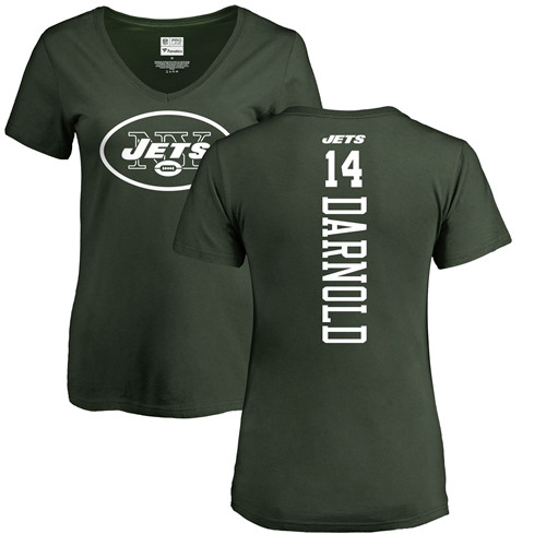 New York Jets Green Women Sam Darnold Backer NFL Football #14 T Shirt->women nfl jersey->Women Jersey